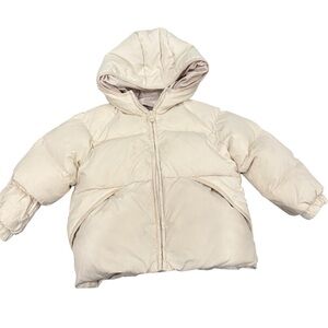 Zara Toddler Pale Pink Down Puffer Jacket Hooded size 2-3